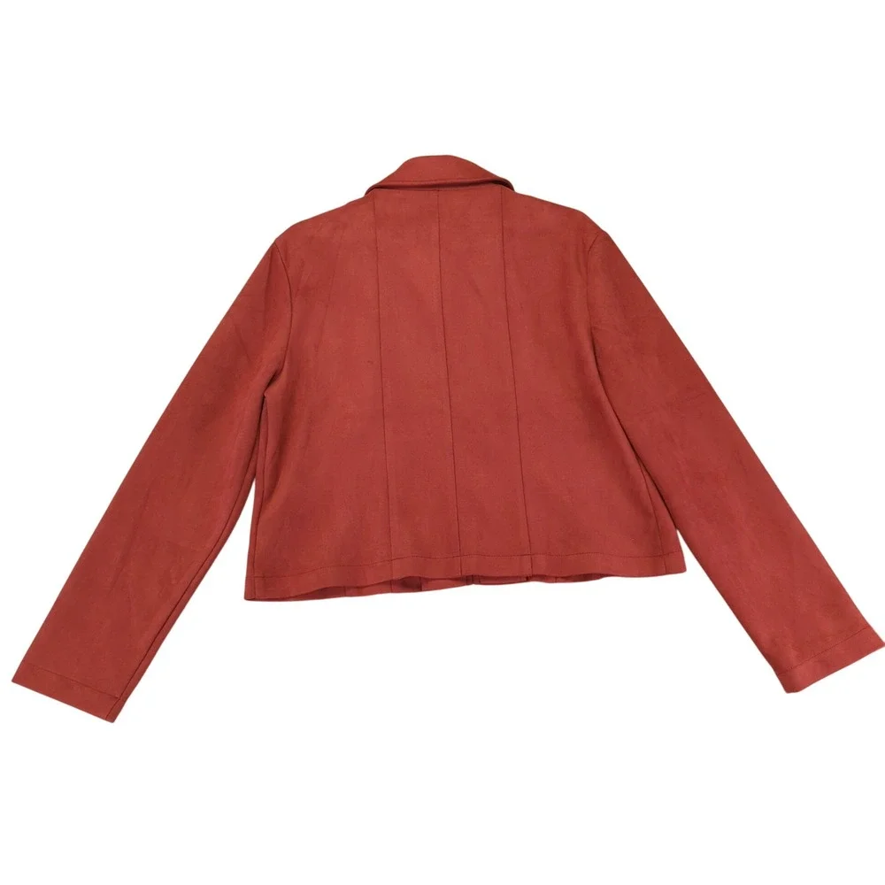 BAGATELLE Women's Rust Red Faux‎ Suede Zip Front Jacket XL Casual - Picture 2 of 10